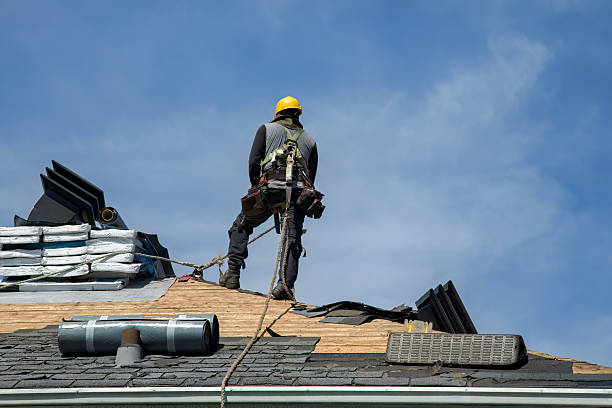 Professional Gutter Installation technician working in Woodville, WI